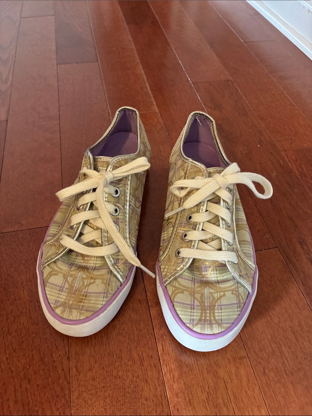 Coach Plaid Dee Lilac Tartan Sneakers size 7 women’s shoes vintage y2k
